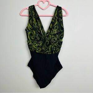 Croft & Barrow Black and Green One Piece Size 12